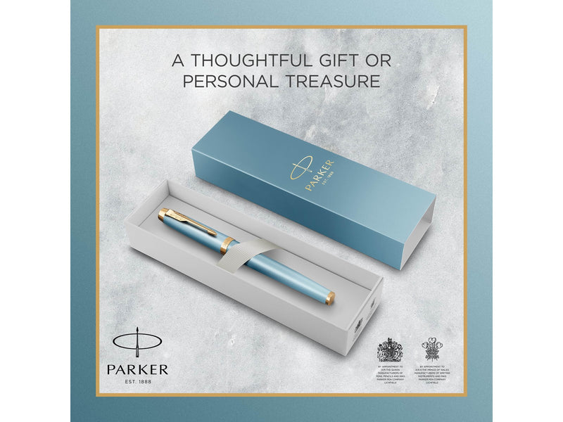Parker IM Writing Rituals Fountain Pen | Turquoise Green Finish with Gradient | Gold Trims | Fine Nib | Blue Ink | Gift Box