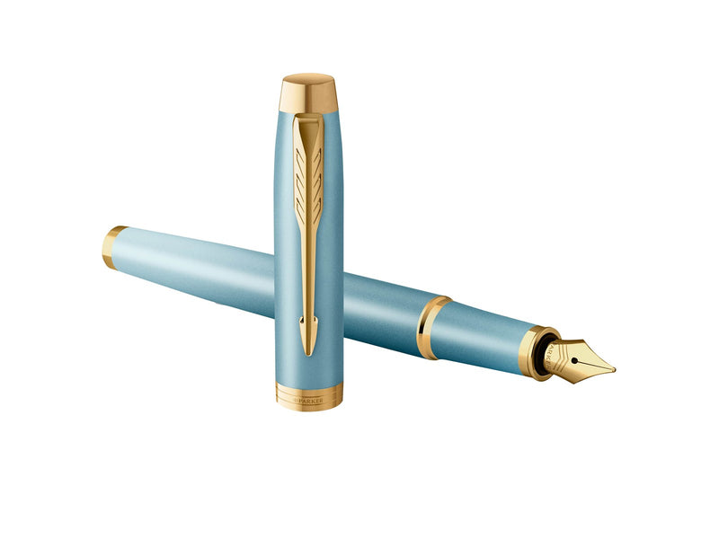 Parker IM Writing Rituals Fountain Pen | Turquoise Green Finish with Gradient | Gold Trims | Fine Nib | Blue Ink | Gift Box