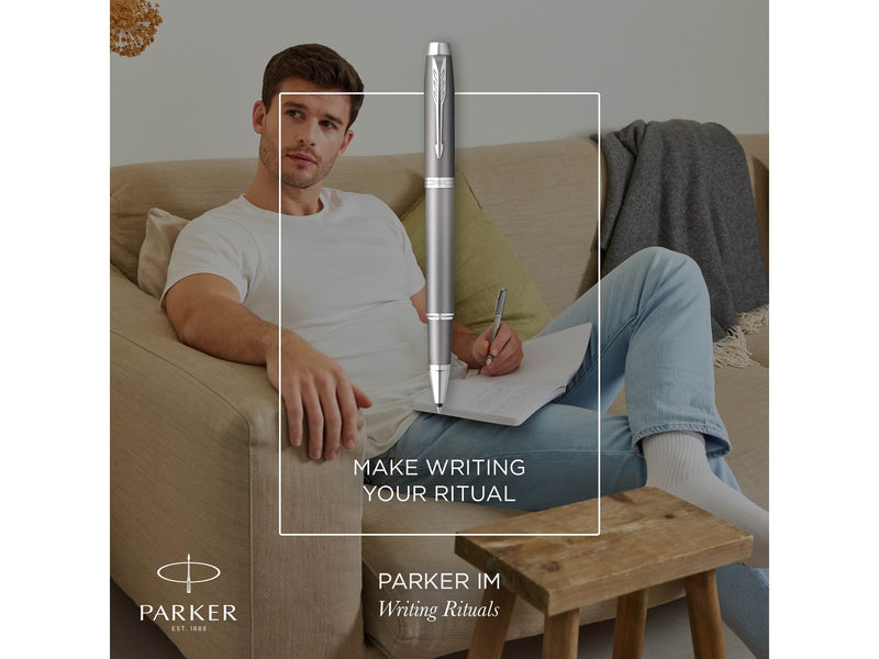 Parker IM Writing Rituals Rollerball Pen | Grey Finish with Gradient | Chrome Trims | Fine Point | Black Ink | Gift Box