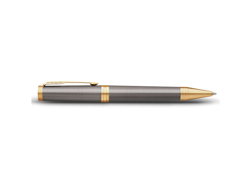 Parker Ingenuity Ballpoint Pen | Grey Lacquer with Gold Trims | Medium Point | Black Ink Refill | Gift Box
