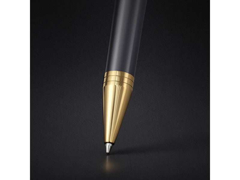 Parker Ingenuity Ballpoint Pen | Grey Lacquer with Gold Trims | Medium Point | Black Ink Refill | Gift Box