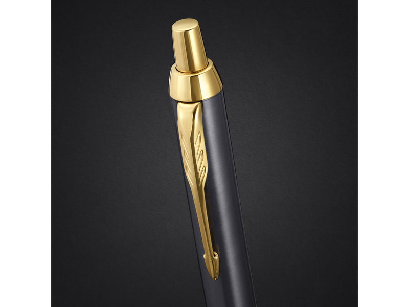 Parker Ingenuity Ballpoint Pen | Grey Lacquer with Gold Trims | Medium Point | Black Ink Refill | Gift Box