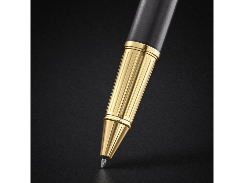 Parker Ingenuity Ballpoint Pen | Grey Lacquer with Gold Trims | Medium Point | Black Ink Refill | Gift Box