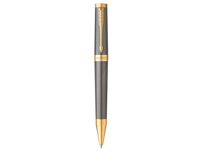 Parker Ingenuity Ballpoint Pen | Grey Lacquer with Gold Trims | Medium Point | Black Ink Refill | Gift Box