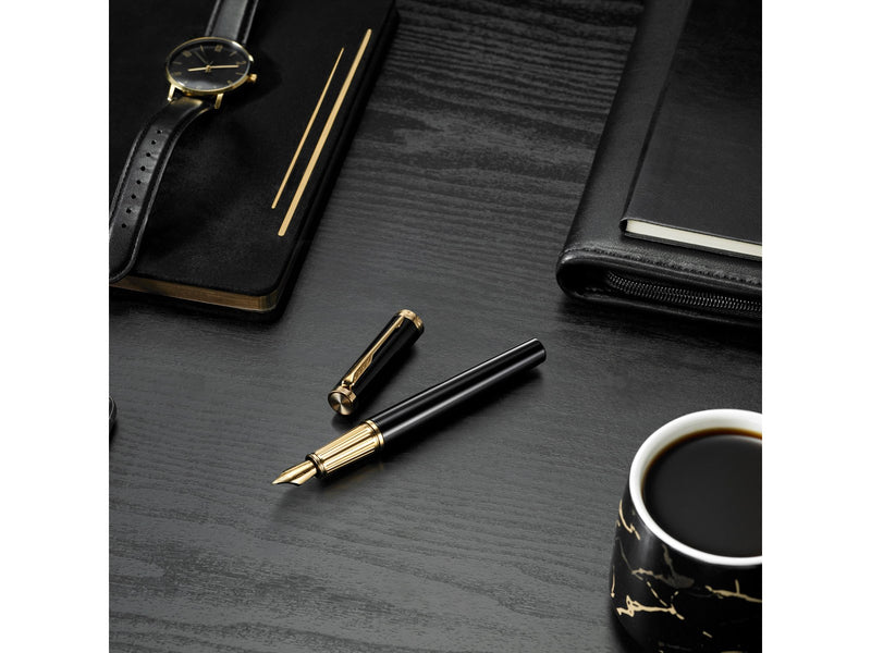 Parker Ingenuity Tintenroller | Core Kollektion | Schwarz, goldene Ausführung | Schwarze Tinte | Geschenkbox
