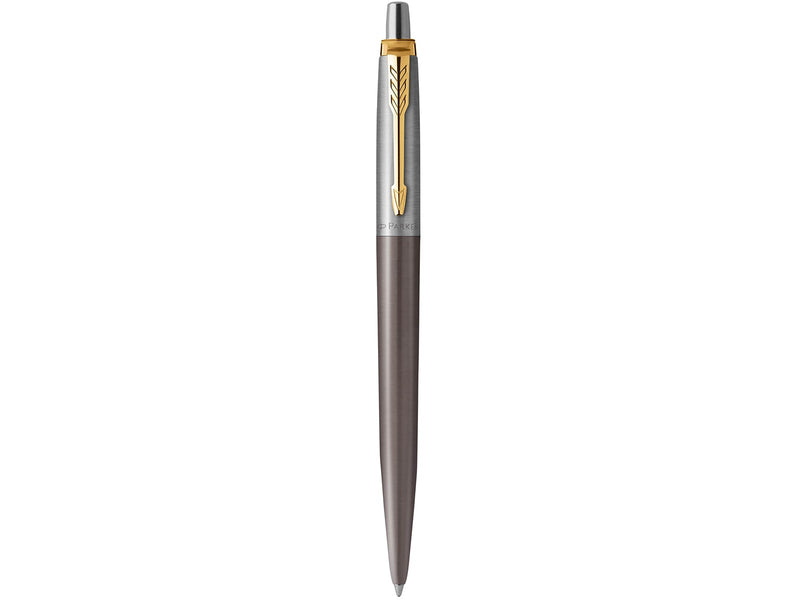 Parker Jotter Ballpoint Pen | Grey Lacquer with Gold Trims | Medium Point | Blue Ink Refill