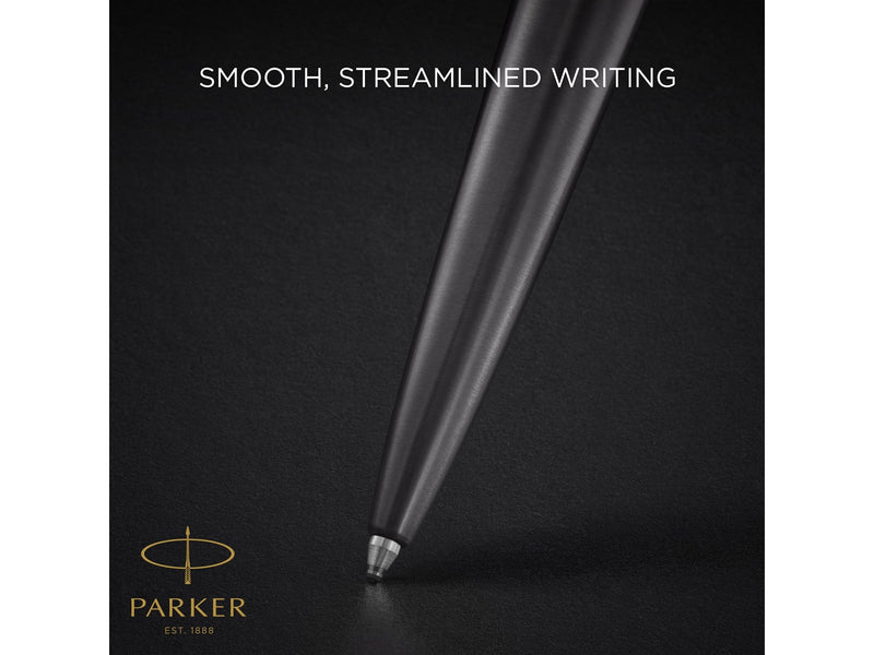 Parker Jotter Ballpoint Pen | Grey Lacquer with Gold Trims | Medium Point | Blue Ink Refill | Gift Box