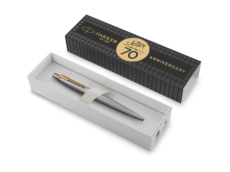 Parker Jotter Ballpoint Pen |  Special Edition | 70 years Anniversary Stainless Steel GT | Blue Ink | Gift Box
