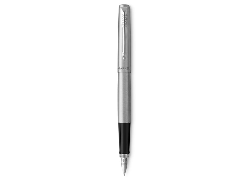 Parker Jotter Füller | Edelstahlschaft mit Chromzierteilen | Füllfederhalter mit mittlerer Feder | blaue Tinte