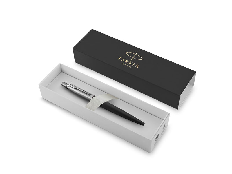 Parker Jotter Kugelschreiber | Bond Street Black | Mittlere Spitze | Blaue Tinte | Geschenkbox