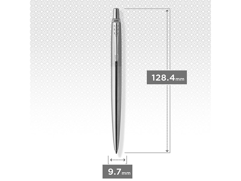 Parker Jotter Kugelschreiber | Edelstahl mit Chromzierteilen | Mittlere Spitze | Blaue Tinte | Geschenkbox