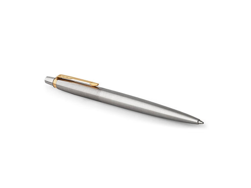 Parker Jotter Kugelschreiber | Edelstahl mit Goldzierteile | Mittlere Spitze | Blaue Tinte | Geschenkbox