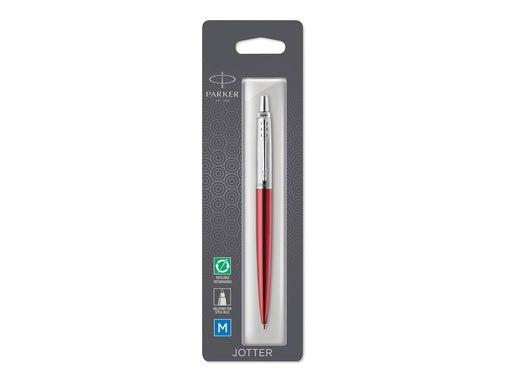 Parker Jotter Kugelschreiber | Kensington Red | Mittlere Spitze | Blaue Tinte | Blister-Verpackung