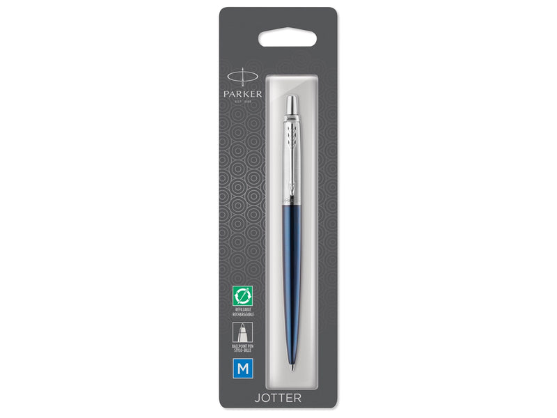 Parker Jotter Kugelschreiber | Royal Blue | Mittlere Spitze | Blaue Tinte | Blister-Verpackung