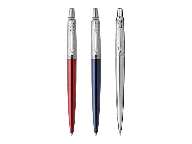 Parker Jotter London Trio Discovery Pack: Kugelschreiber (Royal Blue) | Gelstifte (Red Kensington) & Druckbleistift (Edelstahl)