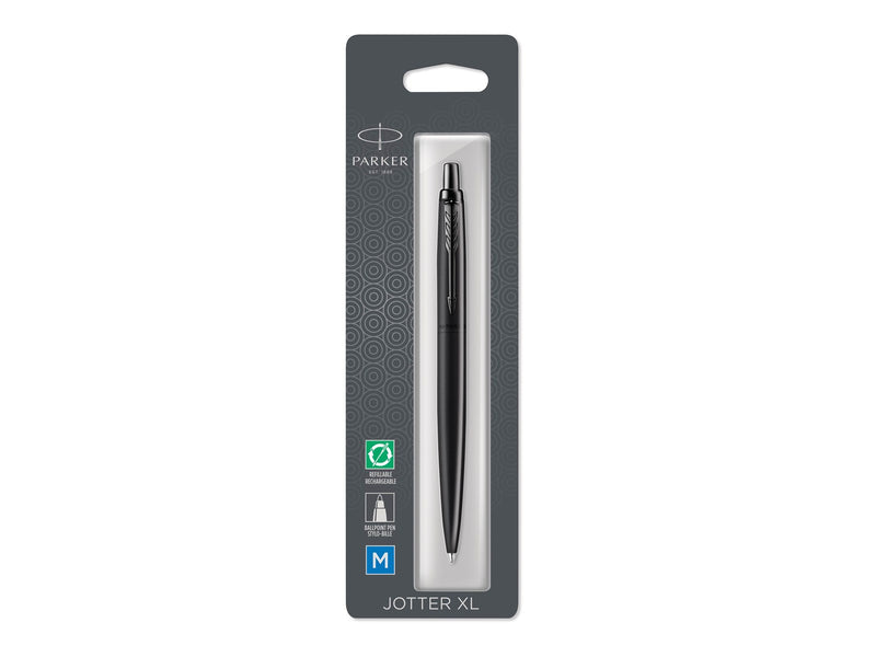 Parker Jotter XL Kugelschreiber | Monochrome Mattschwarz | mittlere Stiftspitze | blaue Tinte