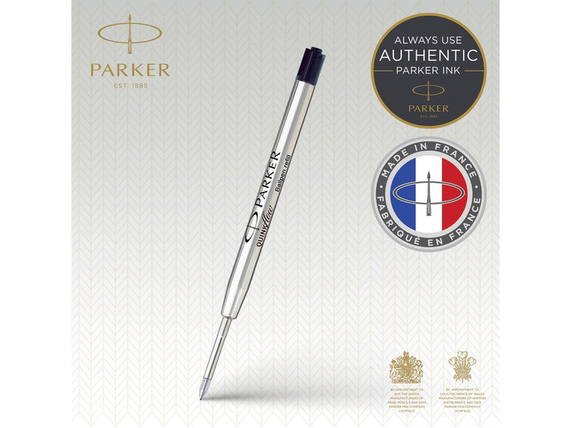 Parker Kugelschreibermine | feine Spitze | schwarze QUINKflow Tinte | 1 Ersatzmine für Kugelschreiber