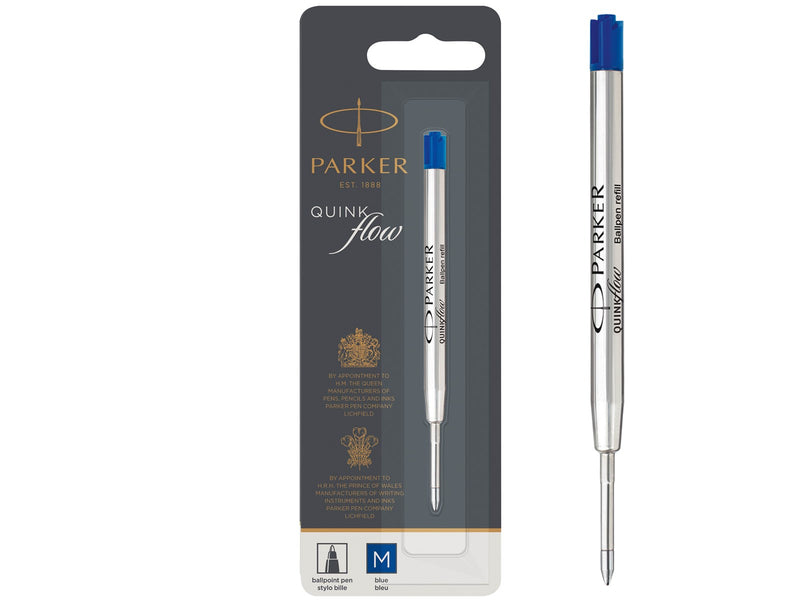 Parker Kugelschreibermine | mittlere Schreibspitze | blaue QUINKflow Tinte | 1 Ersatzmine für Kugelschreiber