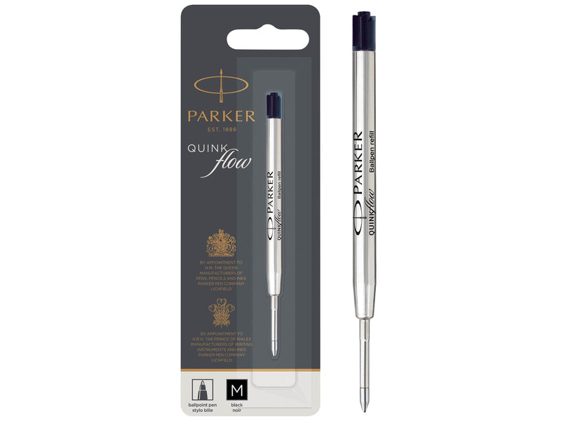 Parker Kugelschreibermine | mittlere Spitze | schwarze QUINKflow Tinte | 1 Ersatzmine für Kugelschreiber