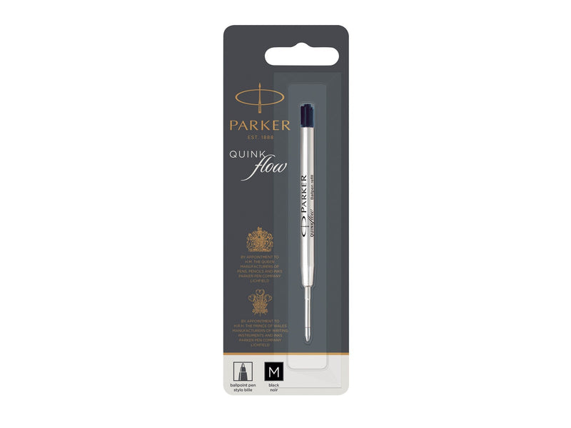 Parker Kugelschreibermine | mittlere Spitze | schwarze QUINKflow Tinte | 1 Ersatzmine für Kugelschreiber