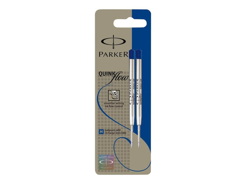Parker Kugelschreiberminen | mittlere Schreibspitze | blaue QUINKflow Tinte | 2 Ersatzminen für Kugelschreiber