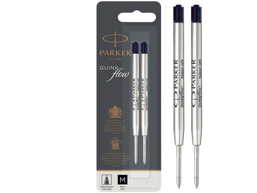 Parker Kugelschreiberminen | mittlere Spitze | schwarze QUINKflow Tinte | 2 Ersatzminen für Kugelschreiber