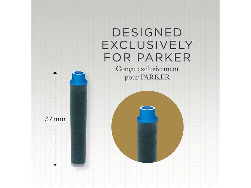 Parker Mini Fountain Pen Ink Refill Cartridges | Blue QUINK Ink | 6 Count
