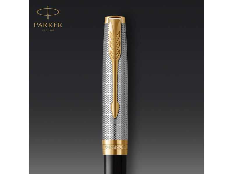Parker PARKER Sonnet Kugelschreiber | Premium Metal & Black Glanzlack mit Goldbeschichtung | Medium Spitze mit schwarzer Tinte Nachfüllen | Geschenkbox