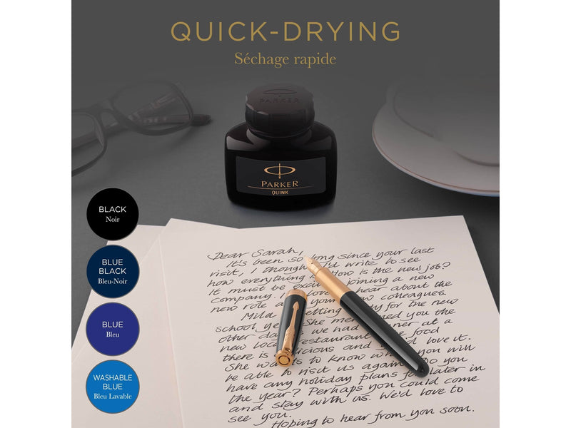 Parker Quink Füllertinte im Tintenfass | auswaschbare blaue Tinte | 57 ml