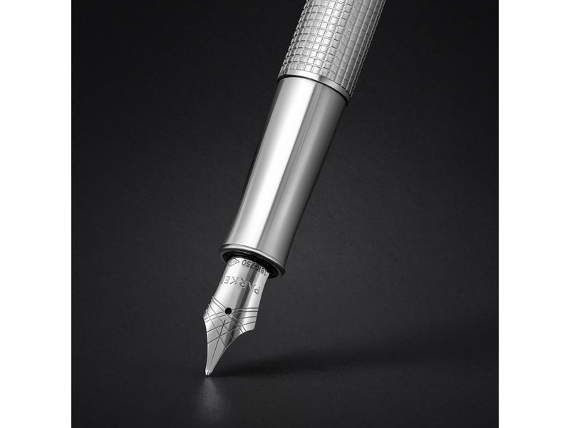 Parker Sonnet Ciselé Special Edition Fountain Pen Palladium Finish Cap .Barrel and Trims Medium  18k Solid Gold Nib Black Ink and Convertor