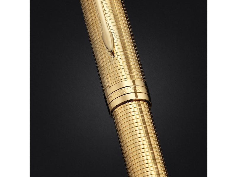 Parker Sonnet Ciselé Special Edition Rollerball gold Finish Cap .Barrel and Trims  Fine Black Ink