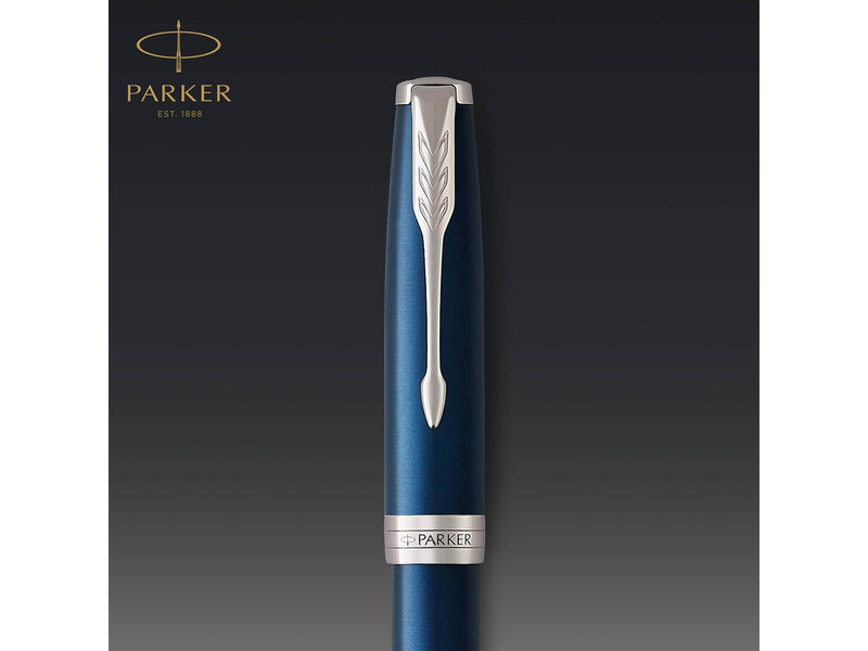 Parker Sonnet Füller | Blaue Lackierung | Füllfederhalter mit mittlerer Feder | Geschenkbox