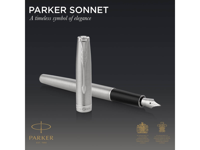 Parker Sonnet Füller | Edelstahl mit Palladiumzierteilen | Füllfederhalter mit mittlerer Feder | Geschenkbox