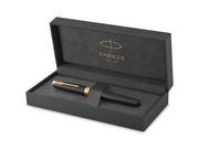 Parker Sonnet Füller | Matt-Schwarze Lackierung mit Goldzierteilen | Füllfederhalter mit mittlerer Feder | Geschenkbox
