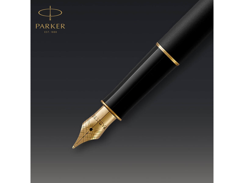 Parker Sonnet Füller | Matt-Schwarze Lackierung mit Goldzierteilen | Füllfederhalter mit mittlerer Feder | Geschenkbox