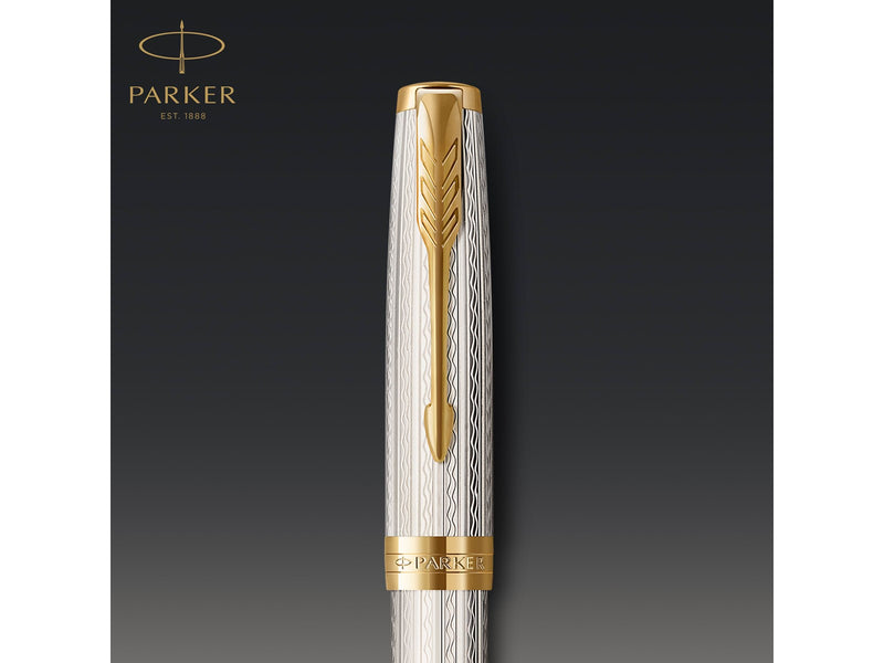 Parker Sonnet Füllfederhalter | Silberner Mistral | Feine Feder | Geschenkpackung