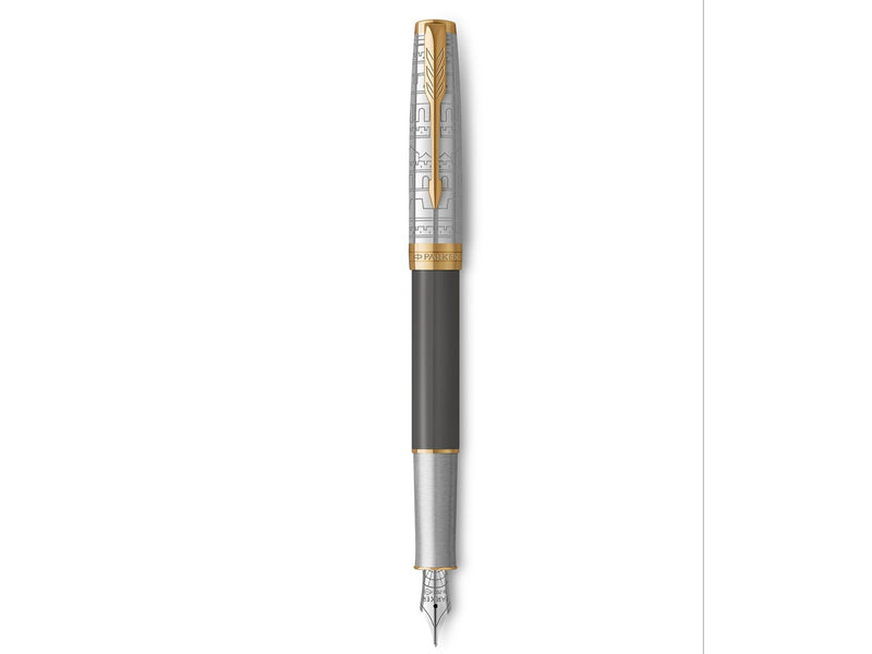 Parker Sonnet Intrerpid Journeys Collection Fountain Pen Ancient China Edition Grey Lacquer with Solid Silver Cap & Gold Trims Fine Solid Gold Nib Gift Box
