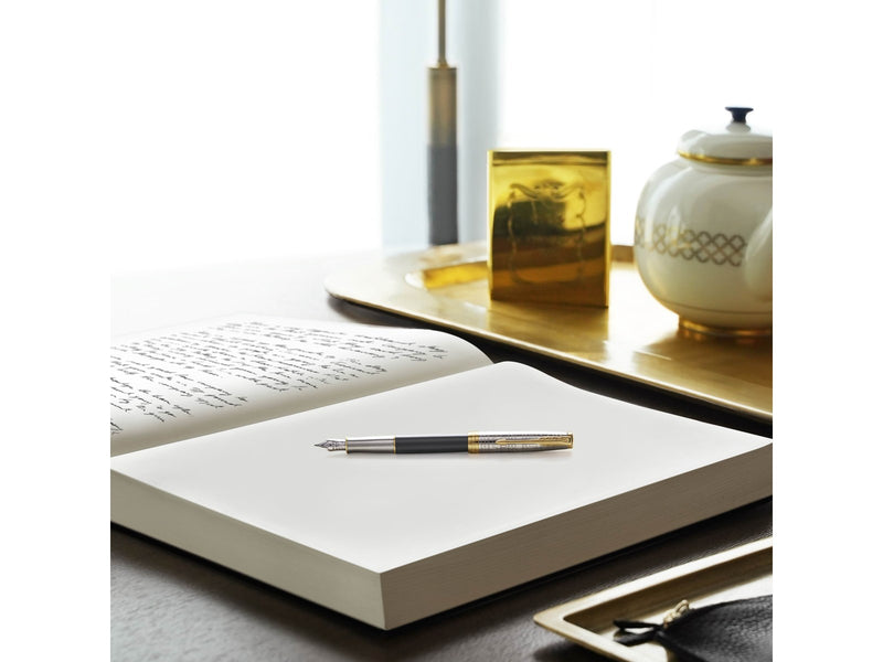 Parker Sonnet Intrerpid Journeys Collection Fountain Pen Ancient China Edition Grey Lacquer with Solid Silver Cap & Gold Trims Fine Solid Gold Nib Gift Box