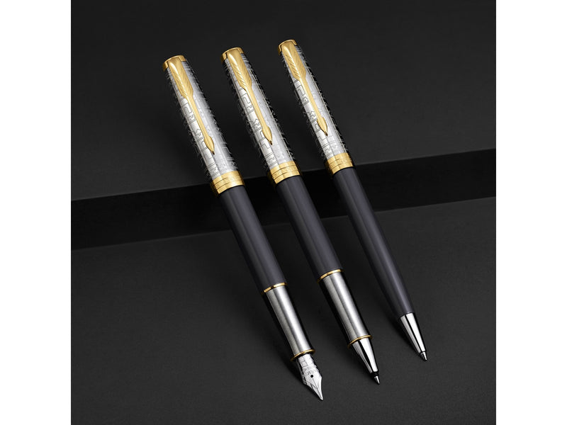 Parker Sonnet Intrerpid Journeys Collection Fountain Pen Ancient China Edition Grey Lacquer with Solid Silver Cap & Gold Trims Fine Solid Gold Nib Gift Box
