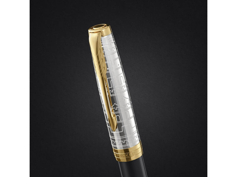 Parker Sonnet Intrerpid Journeys Collection Fountain Pen Ancient China Edition Grey Lacquer with Solid Silver Cap & Gold Trims Medium Solid Gold Nib Gift Box