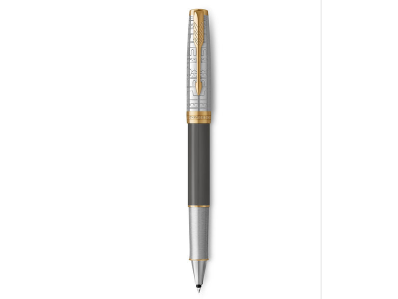 Parker Sonnet Intrerpid Journeys Collection Rollerball Pen Ancient China Edition Grey Lacquer with Solid Silver Cap & Gold Trims Fine Point Gift Box