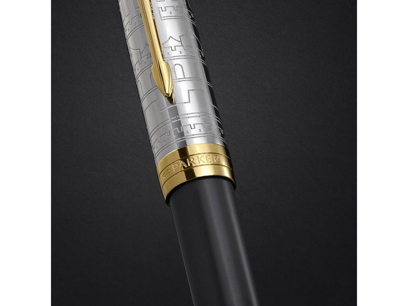 Parker Sonnet Intrerpid Journeys Collection Rollerball Pen Ancient China Edition Grey Lacquer with Solid Silver Cap & Gold Trims Fine Point Gift Box