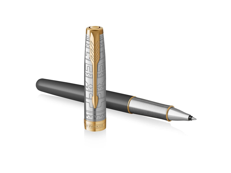 Parker Sonnet Intrerpid Journeys Collection Rollerball Pen Ancient China Edition Grey Lacquer with Solid Silver Cap & Gold Trims Fine Point Gift Box