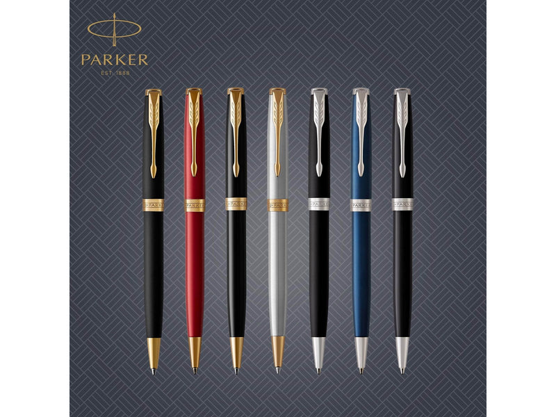 Parker Sonnet Kugelschreiber | Blaue Lackierung | Mittlere Spitze | schwarze Tinte | Geschenkbox