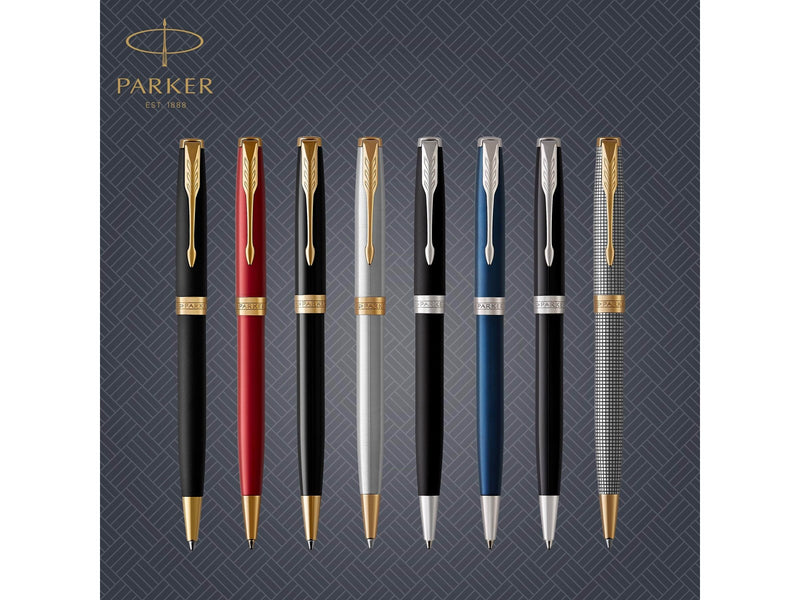 Parker Sonnet Kugelschreiber | Chiselled Silver | Mittlere Spitze | schwarze Tinte | Geschenkbox