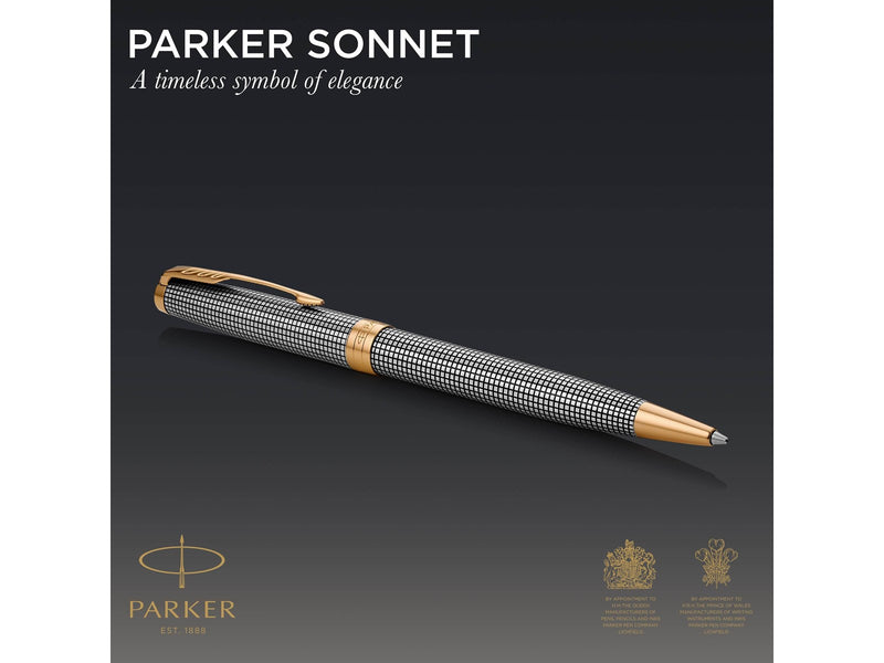 Parker Sonnet Kugelschreiber | Chiselled Silver | Mittlere Spitze | schwarze Tinte | Geschenkbox