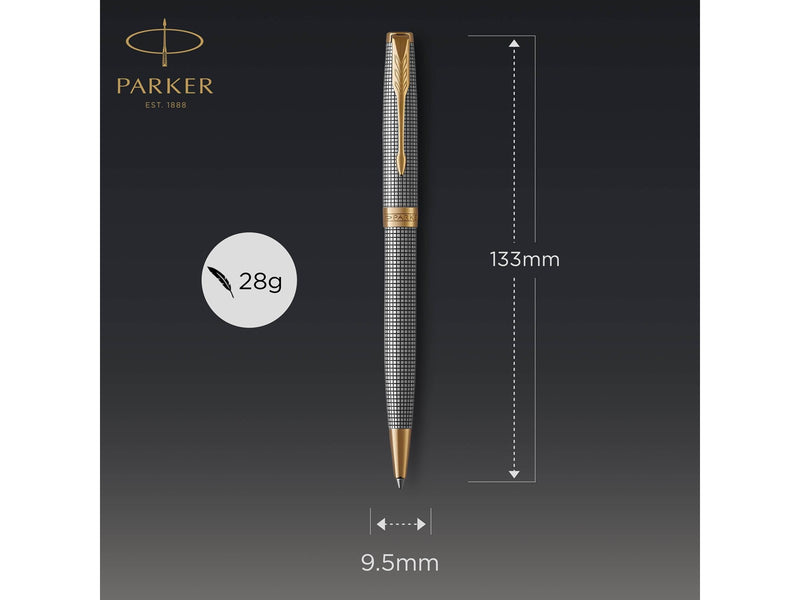 Parker Sonnet Kugelschreiber | Chiselled Silver | Mittlere Spitze | schwarze Tinte | Geschenkbox
