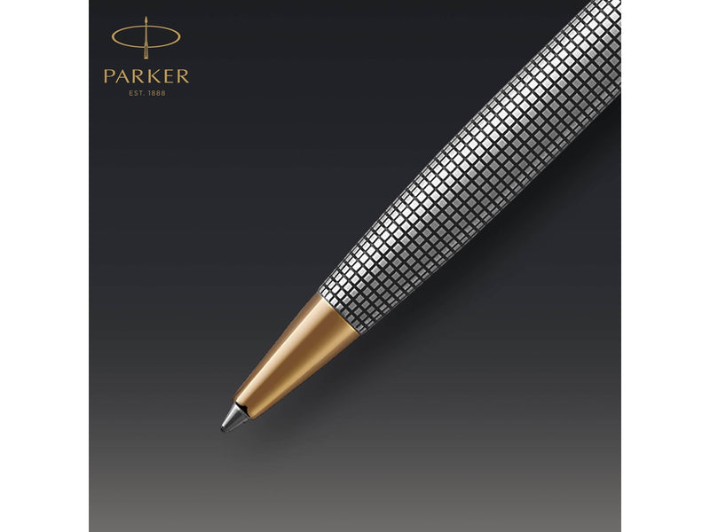 Parker Sonnet Kugelschreiber | Chiselled Silver | Mittlere Spitze | schwarze Tinte | Geschenkbox