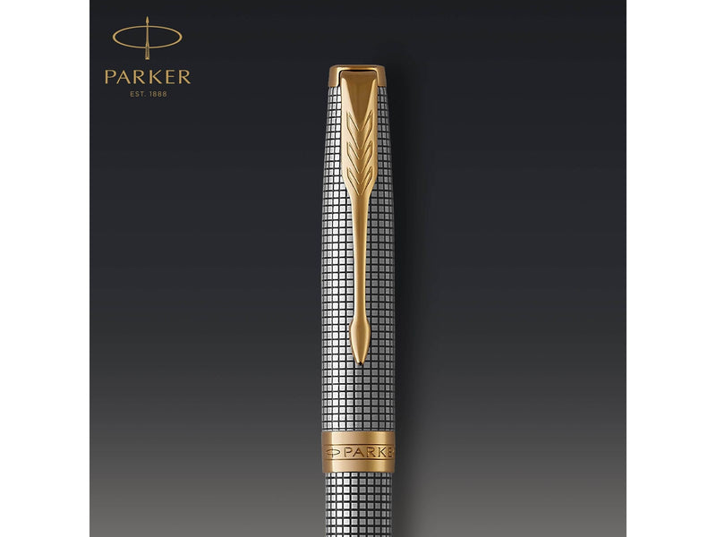 Parker Sonnet Kugelschreiber | Chiselled Silver | Mittlere Spitze | schwarze Tinte | Geschenkbox