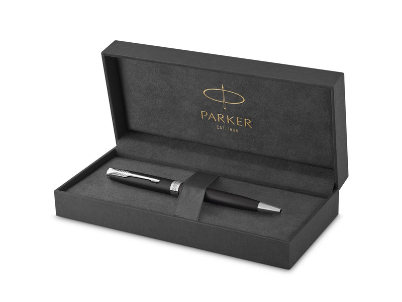 Parker Sonnet Kugelschreiber | Matt-Schwarze Lackierung mit Palladiumzierteilen | Mittlere Spitze | schwarze Tinte | Geschenkbox